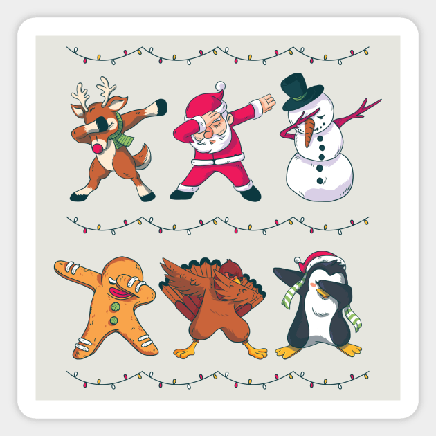 Dabbing Holiday Characters | Santa Rudolph Frosty Christmas Sticker by SLAG_Creative